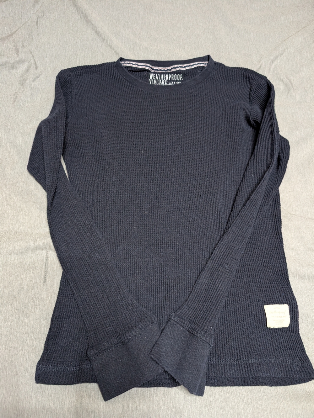 Weatherproof Navy Waffle Thermal Long Sleeve Tee Youth Large